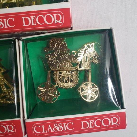 Vintage Brass Ornate Ornaments Set of 3 Made in Taiwan ROC - Picture 2 of 6